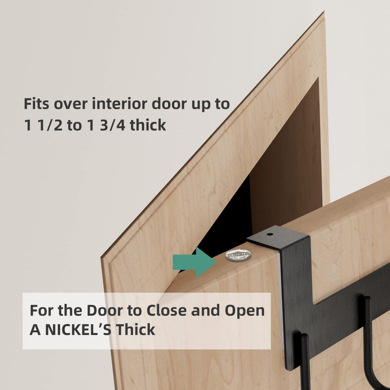 UDENIS Over The Door Towel Rack,Over The Door Hooks,Heavy Duty Aluminum Over The Door Hanger for Hanging Coat, Bag, Robe,Clothes,Towels,Hat - 5 Hooks, Brush Finish (Matte Black 1Pcs) - Image 3